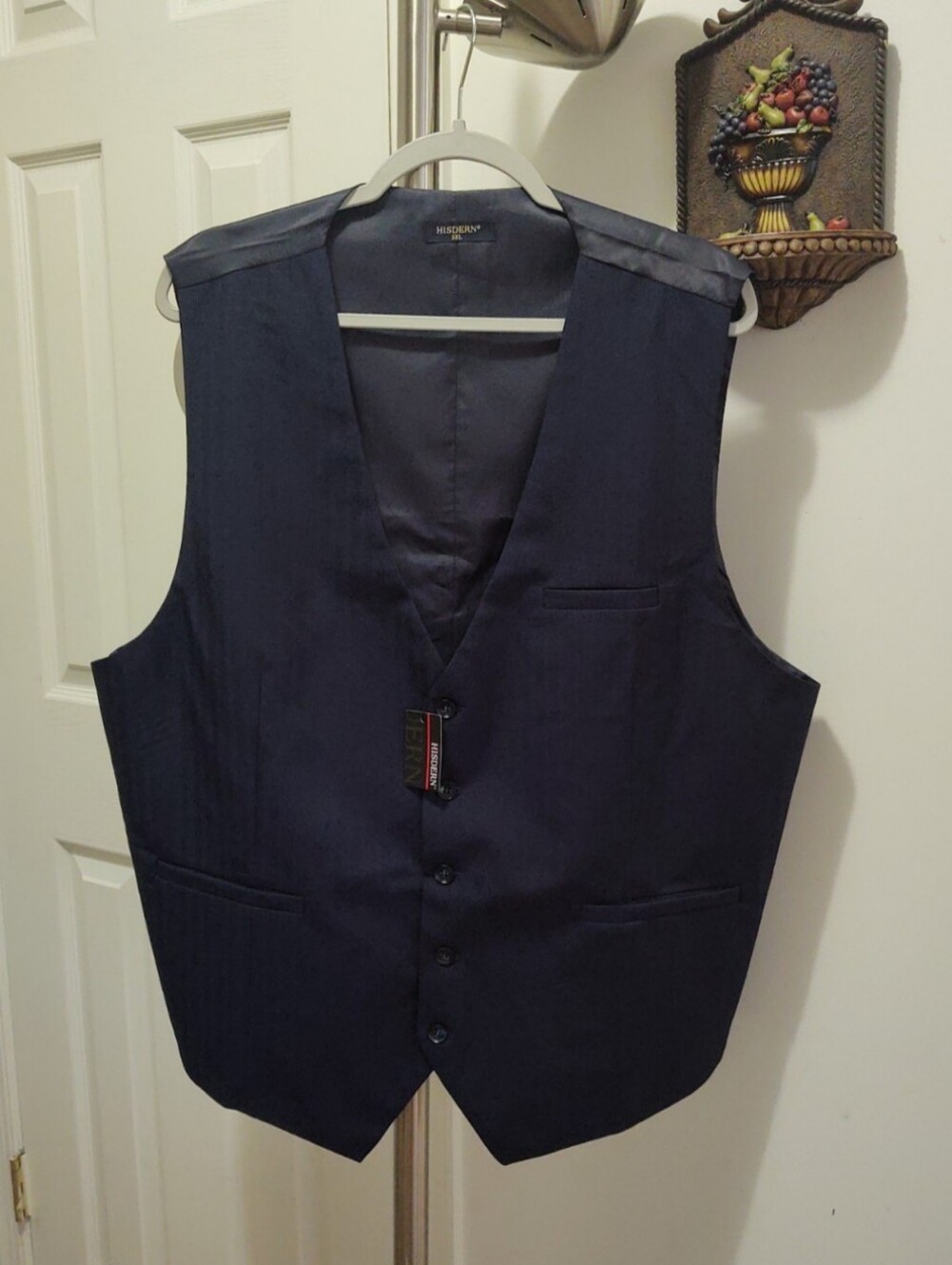 Hisdern Men's Navy Dress Vest - Classic Formal Waistcoat 3XL NWT